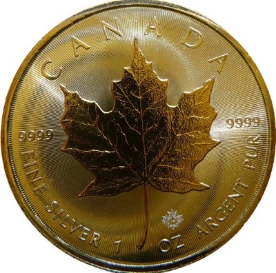 5$ KANADA 2017 LIŚĆ KLONU MAPLE LEAF Ag/Au 999 UNC