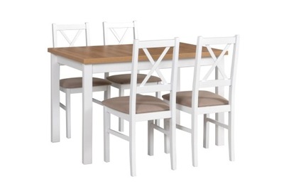 ZESTAW Stół rozkładany ALLBA 1 i 4 krzesła NILO 10