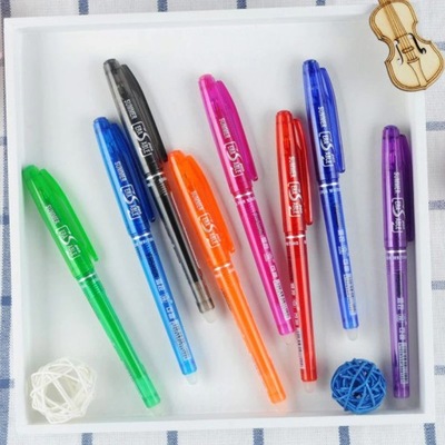 długopisy żelowe z gumka 8 kolorów zmazywalne