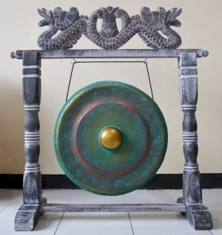 Średni Gong leczniczy na stojaku 35cm -Zielonkawy