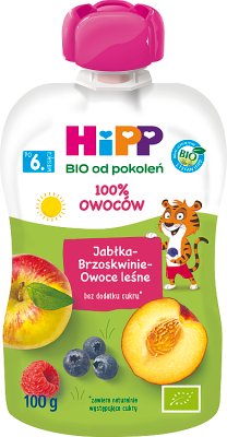 Hipp Jabłka-Brzoskwinie-Owoce leśne, BIO, 100g