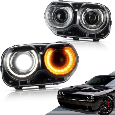 DODGE CHALLENGER 2015-2023 FARO FAROS IZQUIERDA +DERECHA PARTE DELANTERA EUROPA DIODO LUMINOSO LED VLAND  