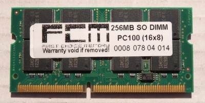 Pamięć 256MB SDRAM PC100S 100MHz SODIMM FCM