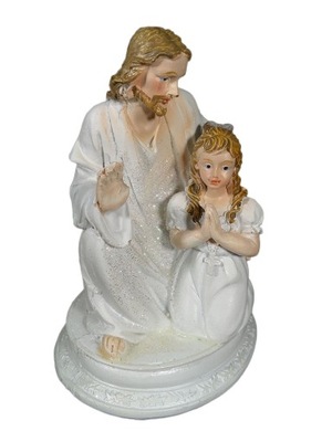 Figura I Komunia Św. Pan Jezus z dziewczynką BIAŁY 9cm (klęczący)