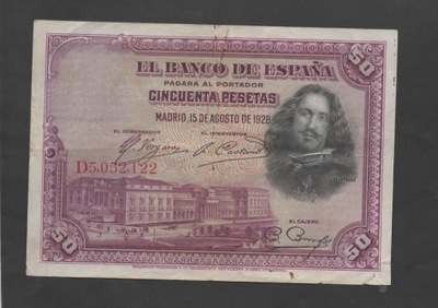 BANKNOT Hiszpania -- 50 Pesetas -- 1928 rok