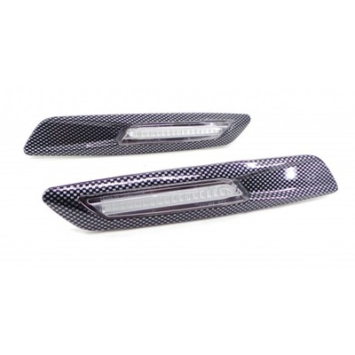 Габаритные огни led bmw e60, e61, f10 карбон x2 фото №1