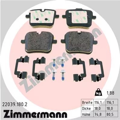 ZIMMERMANN 22039.180.2 JUEGO ZAPATAS HAMULCOWYCH,  