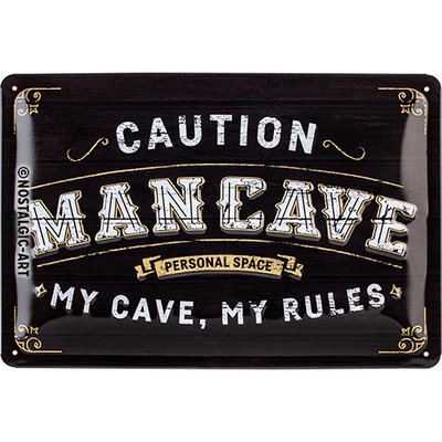 PLAKAT BLASZANY 20X30CM MAN CAVE REGALO RETRO  