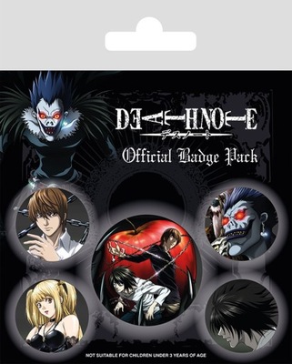 Przypinki Death Note Notatnik Śmierci Zestaw 5 szt