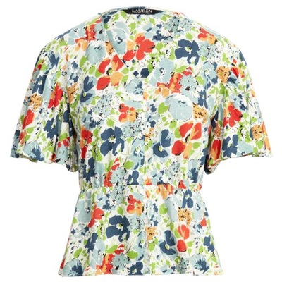 RALPH LAUREN Floral Linen Jersey bluzka lniana M