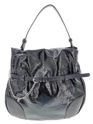 Czarny połyskujący worek torebka damska