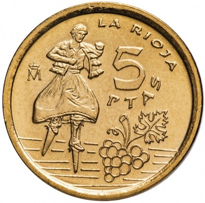 Hiszpania 5 peset pta 1996 LA RIOJA mennicza
