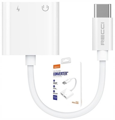 PRZEJŚCIÓWKA ADAPTER USB-C 2X USB C DO SŁUCHAWEK RECCI