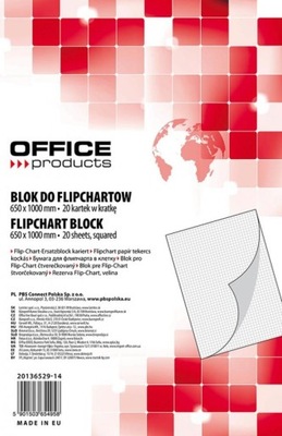 Blok do flipchartów 20 kartek 65x100cm w kratkę Office Products gładki