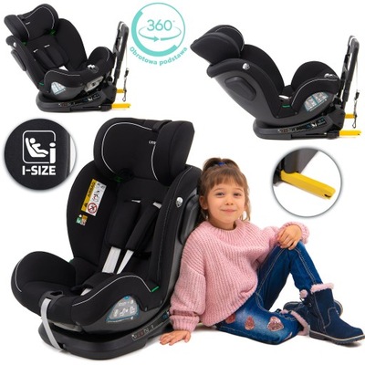 KĖDUTĖ AUTOMOBILINIS PASISUKANTI 360° JUODAS 40-150 CM I-SIZE R129 + ISOFIX 