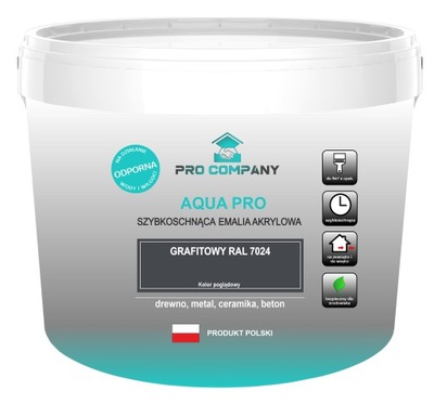 AQUA PRO Emalia Szybkoschnąca 5L GRAFIT RAL 7024