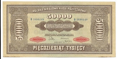 50000 Marek Polskich 1922r Seria: B Stan/1- Rzadki