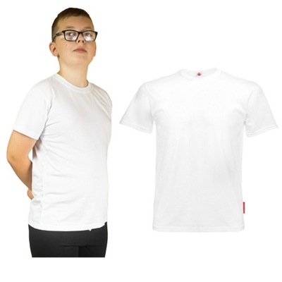 BIAŁY KLASYCZNY T-SHIRT DZIEWCZĘCY DLA DZIEWCZYNKI BIAŁA KOSZULKA 116 CM