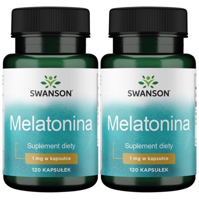 2x Swanson MELATONINA 1 mg 120 kapsułek DOBRY SEN