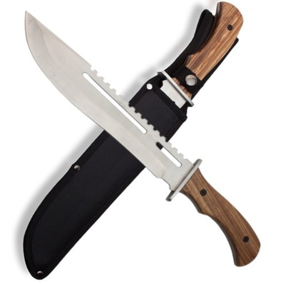 WIELKA POTĘŻNA MACZETA Z PIŁĄ NÓŻ MYŚLIWSKI 40 CM