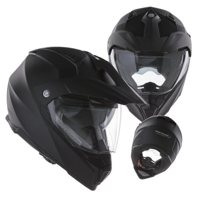 Kask Motocyklowy Czarny Pannt Hera Cross Touring Matowy Rozmiar M Solidny