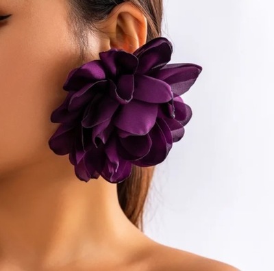 MD fioletowe kolczyki kwiaty hortensje | płatki