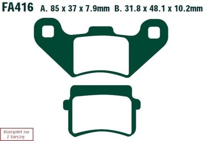 КОЛОДКИ ТОРМОЗНЫЕ EBC FA416TT (КОМПЛЕКТ. NA 1 ДИСКИ ТОРМОЗНЫЕ)