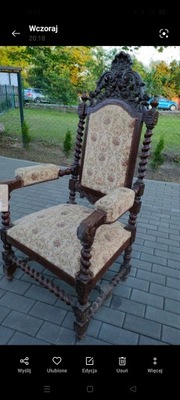 Fotel tron dębowy 1880