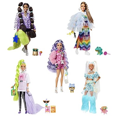 Barbie Extra 5-Doll Pack with Exclusive Barbie Extra Doll, 70 Fashion Piece