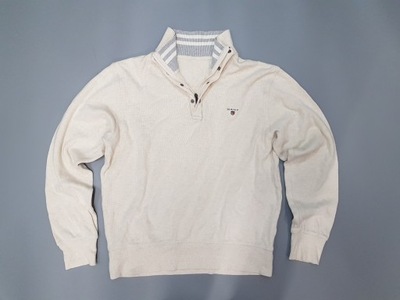 GANT kremowy sweter męski ze stójką 100% bawełna L