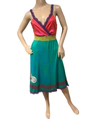 DESIGUAL sukienka na ramiączkach koronka bawełna M