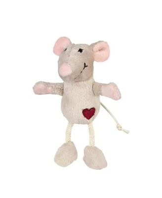 Zabawka beżowa mysz pluszowa 11cm z kocimiętką