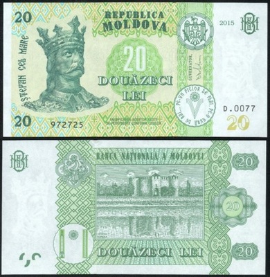 $ Mołdawia 20 LEI P-23a UNC 2015
