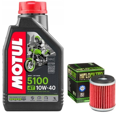 МАСЛО MOTUL 5100 10W40 1L. + ФІЛЬТР HF141, YAMAHA T135 CYPTON X, 07-18R.