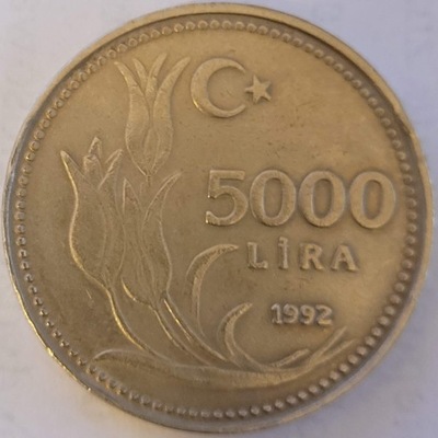 TURCJA TURKIYE 5000 LIRA 1992 ROK BCM !!!!!!! 0265