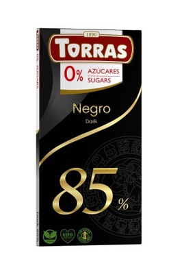 Czekolada gorzka 85% kakao bez cukru 75 g - Torras