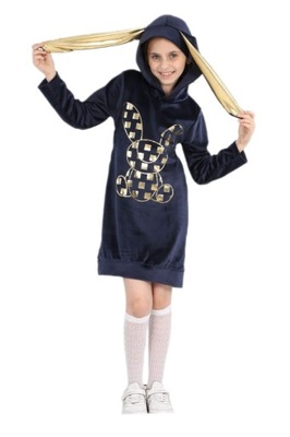 Tunika Dziewczęca z uszami welurowa sukienka 122