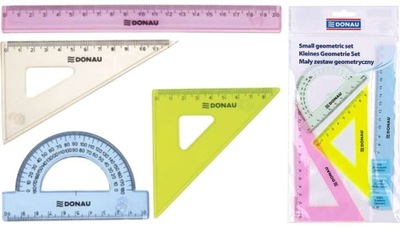 ZESTAW GEOMETRYCZNY LINIJKA 20 CM EKIERKA - DONAU