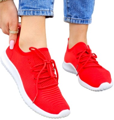 Lekkie Adidasy Elastyczne Czerwone Buty Sportowe Trampki Sport 41