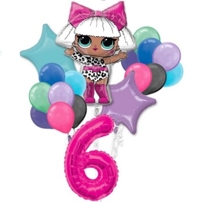 BALONY Zestaw dekoracji 6 LAT urodziny LOL