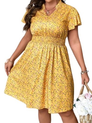 SHEIN PLUS SIZE ŻÓŁTA SUKIENKA W KWIATY 46 ŁHA