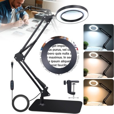 LAMPA LED Z LUPĄ Z RAMIENIEM WYCHYLNYM 8X, LUPA ZE ŚWIATŁEM, LAMPA STOŁOWA
