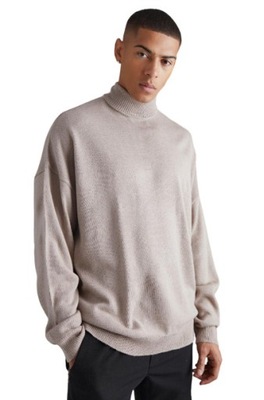 W13C01 SWETER GOLF OVERSIZE BEŻ M BOOHOOMAN M