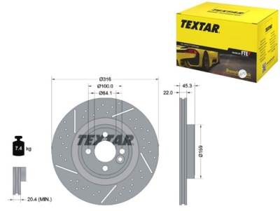 TEXTAR DISQUES FREIN 2PCS AVANT MINI R50 R53 R52 R56 R57 R58 R59 