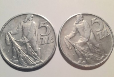 5 zł. 1960- RybakI, dwie monety, BARDZO ŁADNE.