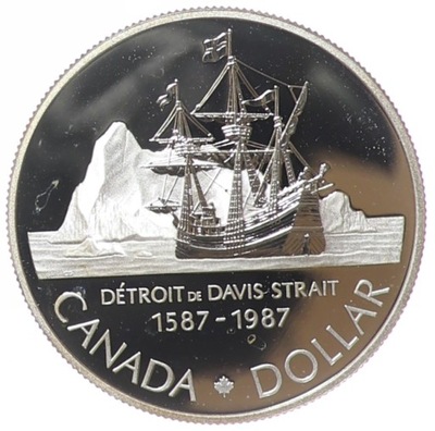 1 dolar - Statek polarny J. Davisa - Kanada - 1987