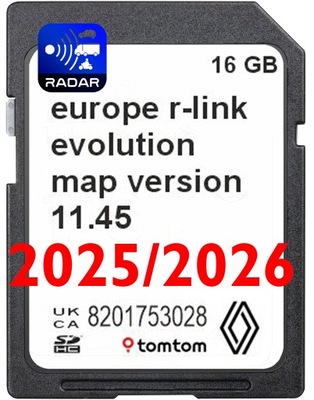 MAPA KARTA SD NAWIGACJA TOMTOM R-LINK LIVE RENAULT 11.45 2025/2026 EU