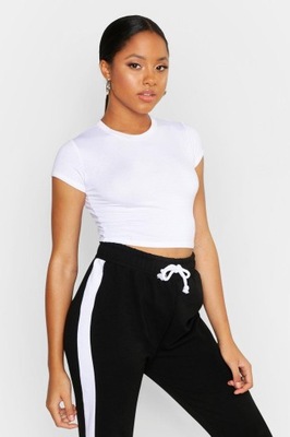 Z1D203 BOOHOO BIAŁY DOPASOWANY KRÓTKI T-SHIRT CROPPED 38 M