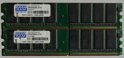 Pamięć 2GB (2x1GB) DDR PC3200 400MHz GOODRAM