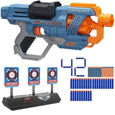 PISTOLET NERF ELITE COMMANDER ELEKTRONICZNA TARCZA dodatkowe strzałki